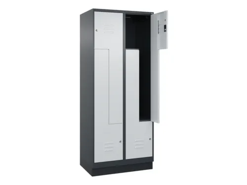 Z-garderobekast,HxBxD 1950x800x500mm,vak B 200/400mm,cil.-slot,sokkel