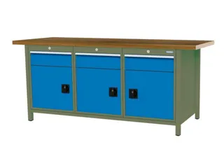 werkbank,HxBxD 860x2000x750mm,onderstel RAL6011,fronten RAL5012 - 3