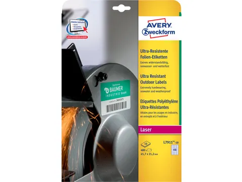 Avery Zweckform Ultra Resistente Etiketten 45.7x21.2mm wit 480 Stuks