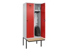 locker met bank,HxBxD 2120x800x815mm,2vak,vak B 400mm,draaigrendel