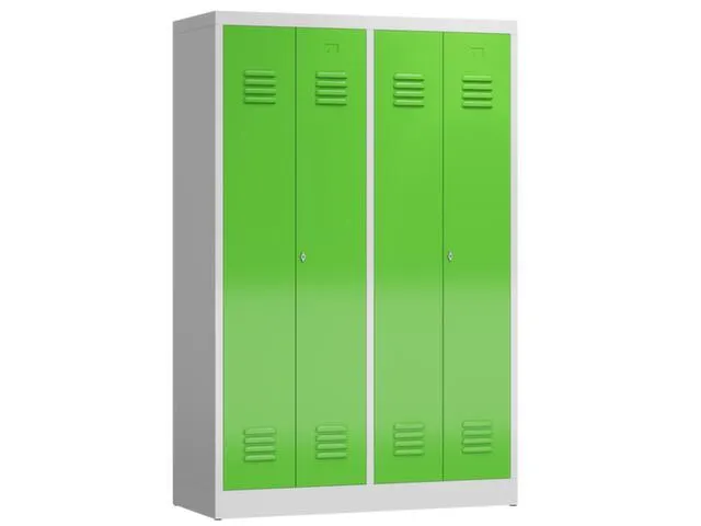 garderobekast HxBxD 1800x1185x500mm 4vak klink RAL7035 RAL6018