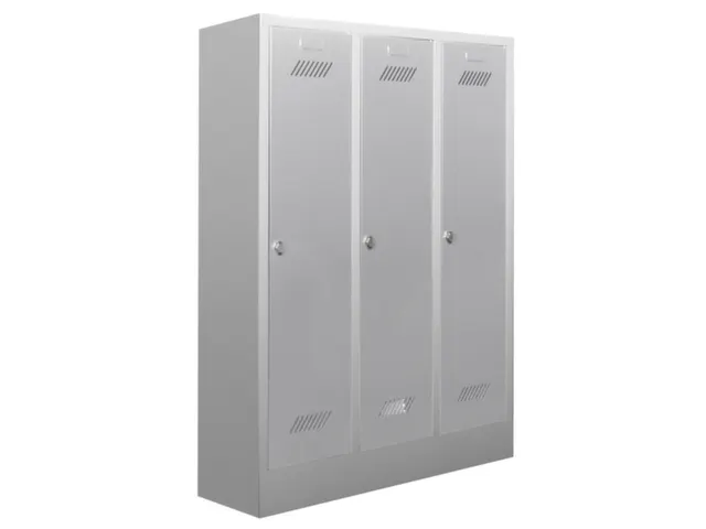 lockerkast v. kinderen,HxBxD 1600x930x500mm,3vak,RAL7035,front RAL3000