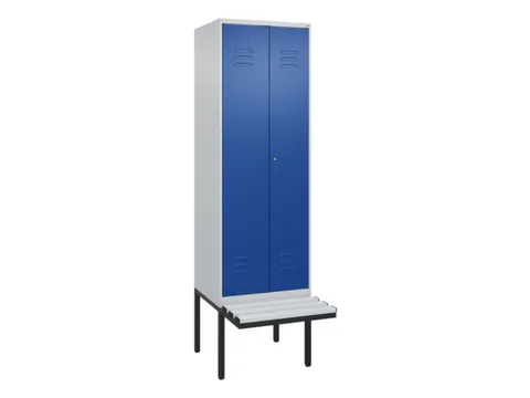 PBM-locker met bank,HxBxD 2120x600x815mm,2vak,vak B 300mm,cil.-slot