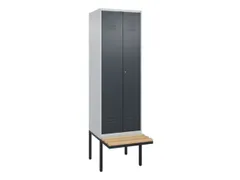 PBM-locker met bank,HxBxD 2120x600x815mm,2vak,vak B 300mm,cil.-slot