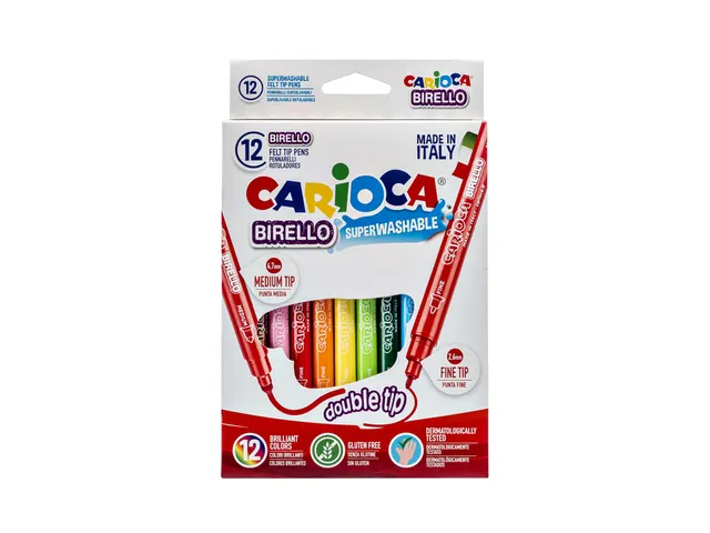 Viltstift Carioca Birello dubbelpunters assorti set à 12 stuks