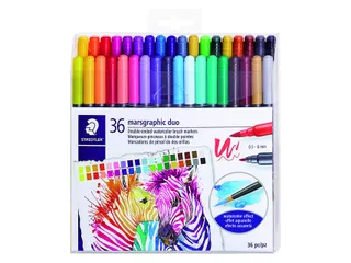 Brushpen Staedtler 3001 Marsgraphic duo 0.5-6mm blister à 36st ass - 3