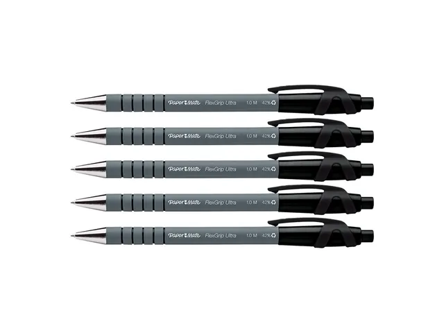 Stylo bille Paper Mate Flexgrip Ultra Medium noir blister 5 pièces