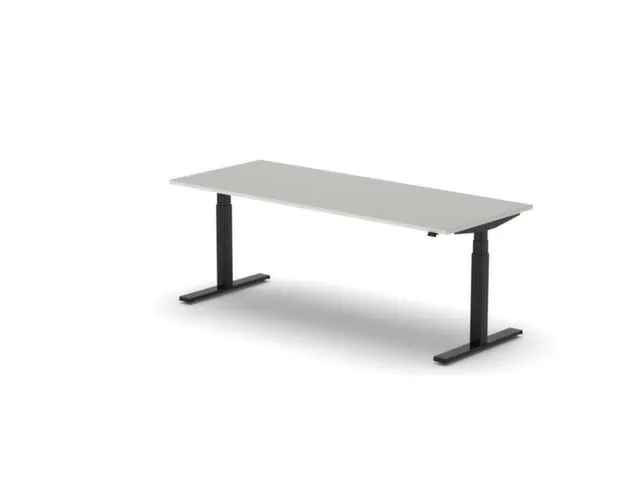 Elektrisch ihv bureau,HxBxD 650-1310x2000x800mm,blad lichtgrijs