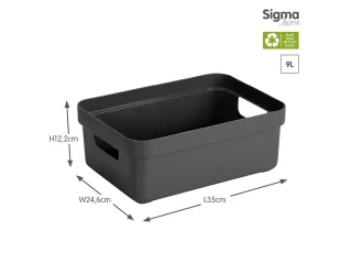 Sigma Home opbergbox 9L antraciet - 35x24,6x12,2cm - 2