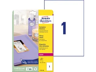 Etiket Avery L7767-40 210x297mm A4 hoogglans wit 40 stuks - 2