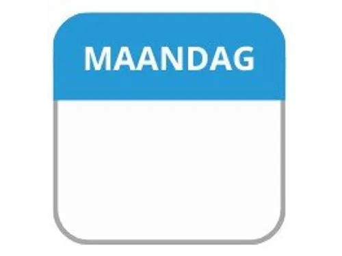 LabelLORD PL Dagetiket Maandag 25x25mm Blauw Flushlabel 1000 stuks