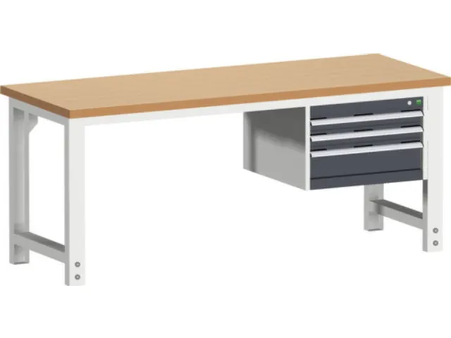 établi HxlxP 740-1140x2000x750mm plateau hêtre rouge force 1500kg