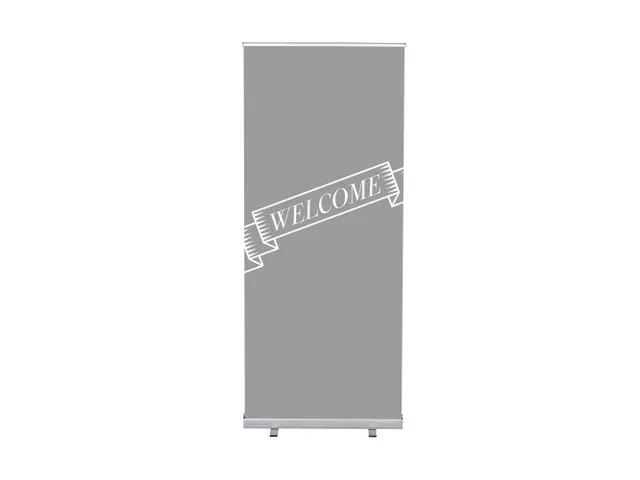Roll-Banner 85x200 complete set met print "Welcome" Grijs