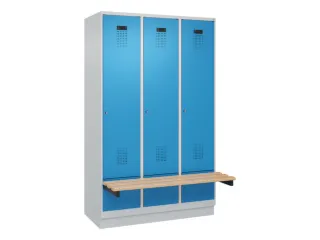 locker met bank,HxBxD 1950x1200x815mm,3vak,vak B 400mm,cilinderslot - 2