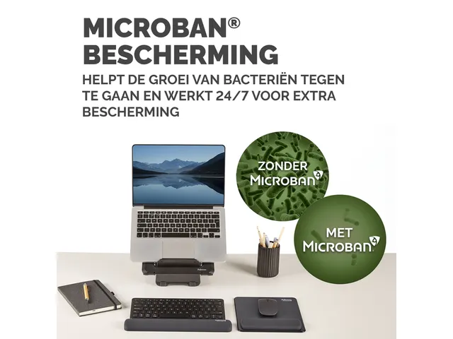 Muismat met polssteun Fellowes Breyta zwart 20x24cm