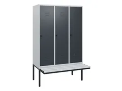 locker met bank,HxBxD 1950x1200x815mm,3vak,vak B 400mm,draaigrendel