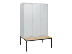 locker met bank,HxBxD 1950x1200x815mm,3vak,vak B 400mm,cil.-slot