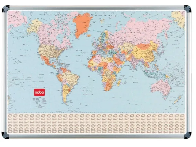Staatkundige Wereldkaart Wereld, Magneethoudend Bord, Beschrijfbaar