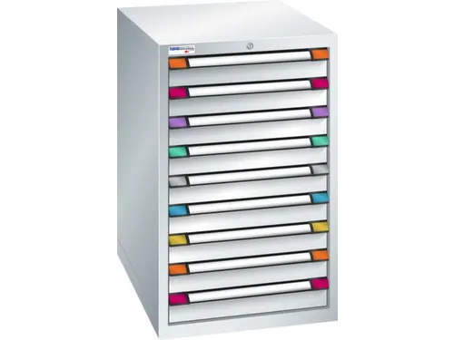 ladekast HxBxD 1000x605x695mm 9laden cilinderslot RAL7035 front RAL703