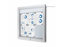 Outdoor mededelingenbord 6x A4 met logopaneel LED verlicht