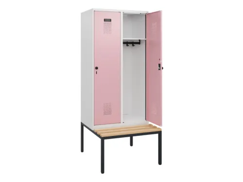 locker met bank,HxBxD 1950x800x815mm,2vak,vak B 400mm,draaigrendel