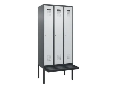 locker met bank,voor scheiding van kleding,HxBxD 2120x900x815mm,3vak