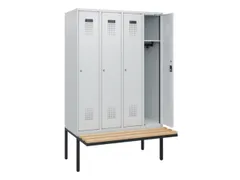 locker met bank,HxBxD 1950x1200x815mm,4vak,vak B 300mm,cilinderslot