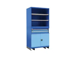 combikast HxBxD 2100x805x695mm 4xbodem 2laden Key lock blauw grijs