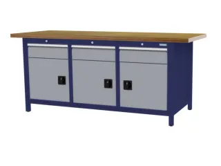 werkbank,HxBxD 860x2000x750mm,onderstel RAL5013,fronten RAL7040 - 2