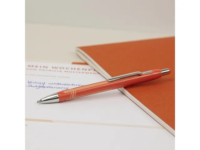 Balpen Schneider Epsilon warm oranje, blauwschrijvend
