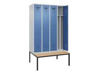 locker met bank,voor scheiding van kleding,HxBxD 2120x1200x815mm,4vak - 1