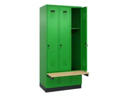 locker met bank,HxBxD 1950x900x815mm,3vak,vak B 300mm,draaigrendel