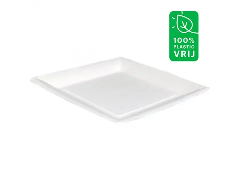 Depa Biodore bord vierkant wit karton 230x230mm 4x100 Stuks