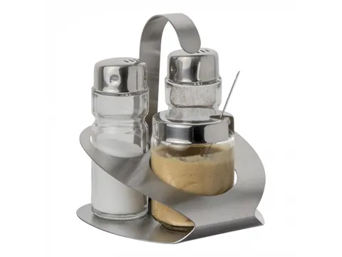 Menage rvs 3-delig peper/zout/mosterd