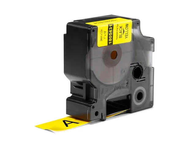 Labeltape Dymo Rhino industrieel vinyl 24mm zwart op geel