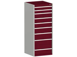 ladekast HxBxD 1600x650x650mm 9laden RAL7035 front RAL3004 - 2