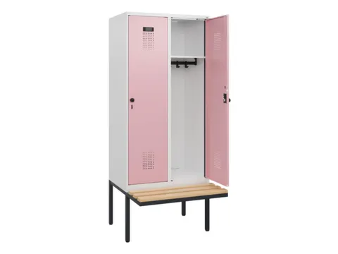 locker met bank,HxBxD 1950x800x815mm,2vak,vak B 400mm,draaigrendel