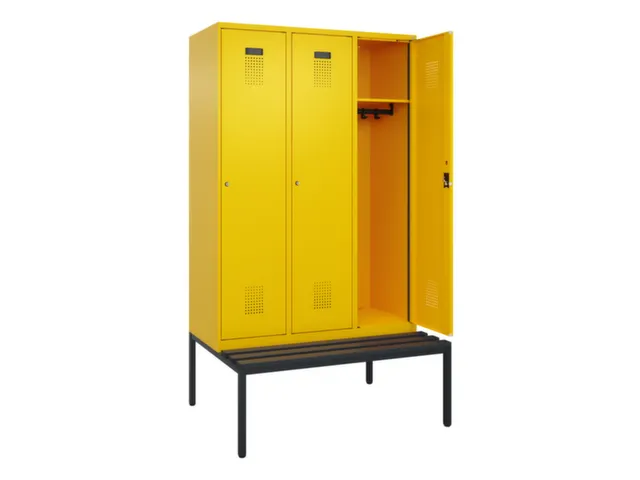 locker met bank,HxBxD 2120x1200x815mm,3vak,vak B 400mm,cilinderslot