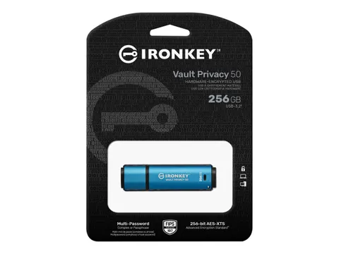 Kingston Technology IronKey Vault Privacy 50 USB Stick 256gb Blauw