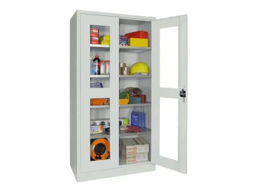 Vitrinekast Hxbxd 1950x1000x400mm Draaideuren Ral7035 Front Ral7035