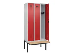 locker met bank,HxBxD 2120x900x815mm,3vak,vak B 300mm,cilinderslot