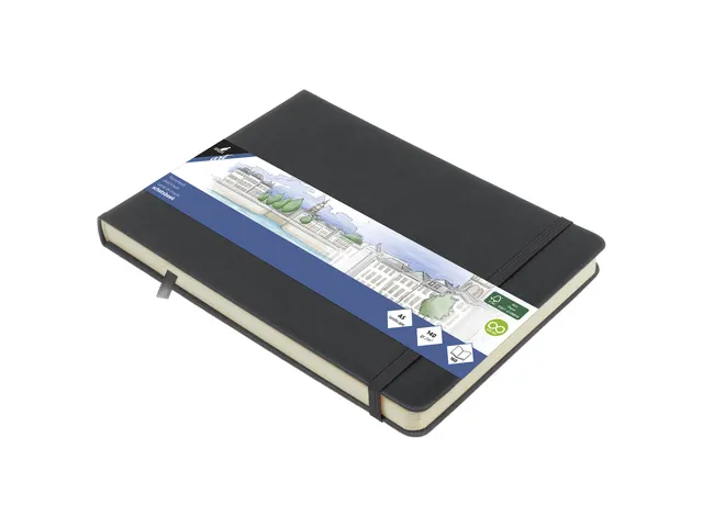 Schetsboek Kangaro A5 landscape cold grey PU HC 80 vel 140gr roomwit m