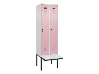 locker met bank,HxBxD 2120x600x815mm,2vak,vak B 300mm,draaigrendel - 2
