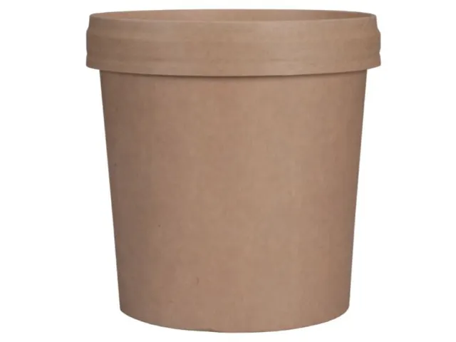 Soepbeker Karton met PP 300ml_ 12oz incl. deksel pak 25 Stuks