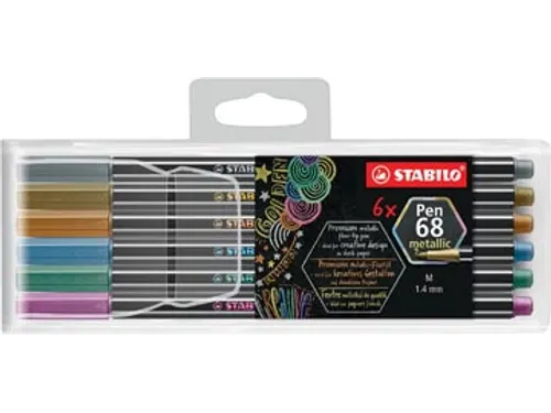 Pen 68 metallic viltstift 6 kleuren 6 stuks