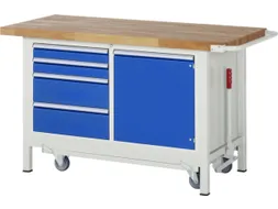 Werkbank H X B X D 880x 1500x 700mm Beukenhouten Werkblad 4 Laden Kast