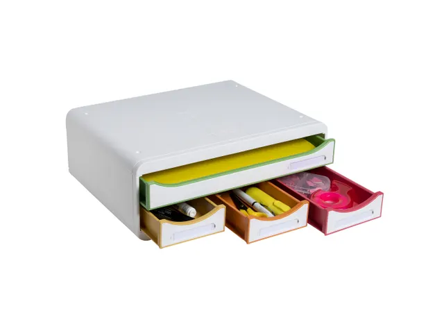 TOOLBOX MINI 4 lades wit/harlekijn/wit