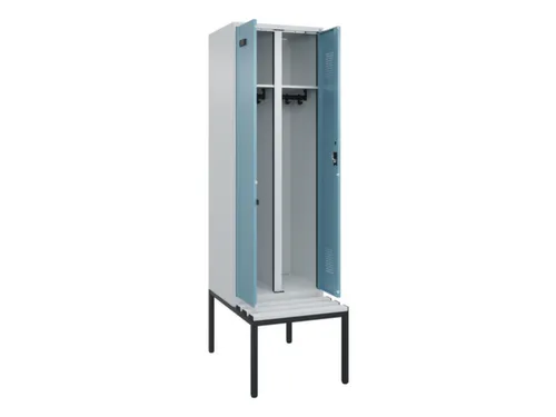 locker met bank,voor scheiding van kleding,HxBxD 2120x600x815mm,2vak