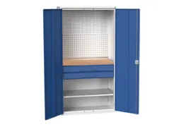 Systeemkast 2000x1050x550mm 1xlegbord 2laden RAL7035+RAL5010