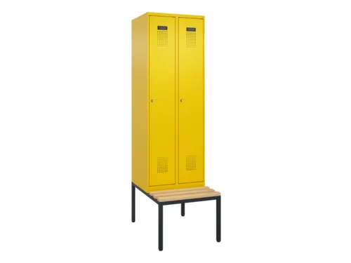 locker met bank,HxBxD 2120x600x815mm,2vak,vak B 300mm,cilinderslot